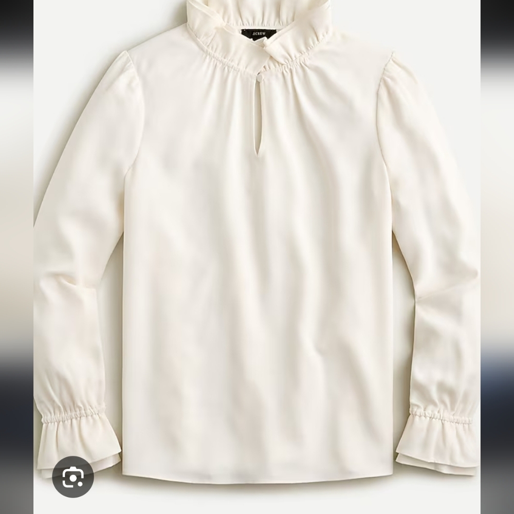 J. Crew Cream Ruffle Blouse